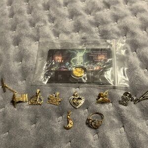 Gold Tone Jewelry Set with Charms